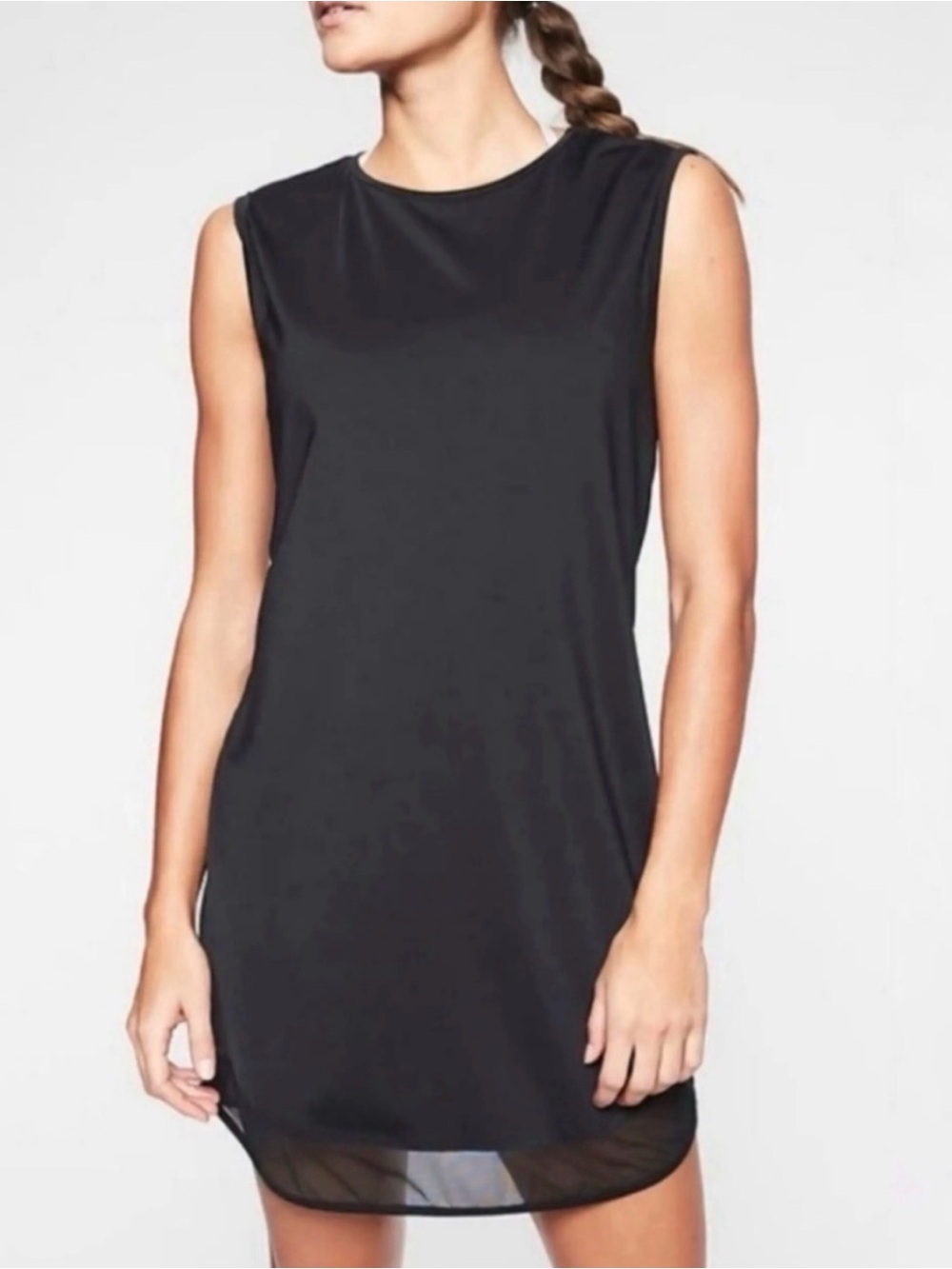 Athleta Sunlover Dress Black Athletic Shift Mini Dress UPF Minimalist Small
